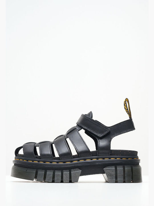 Dr. Martens Leder Damen Flache Sandalen Gladiator in Schwarz Farbe