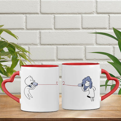 "i Love You" Mug from Porcelain Multicolored 325.6ml 2pcs
