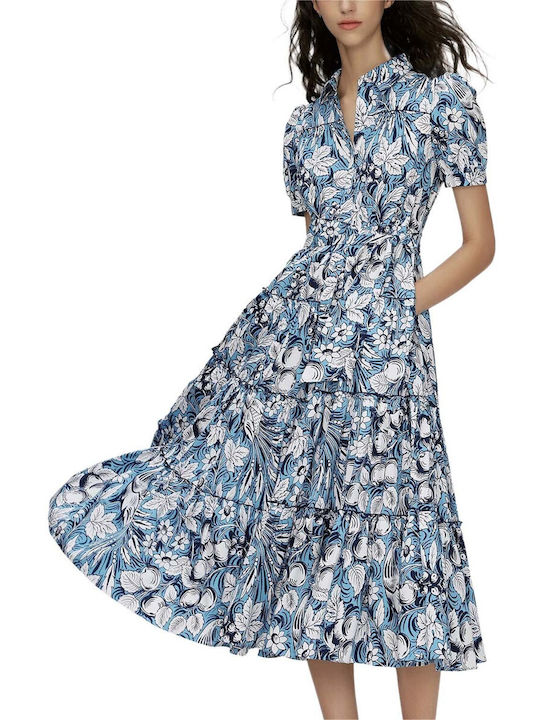 Diane Von Furstenberg Καλοκαιρινό Midi Φόρεμα Γαλάζιο