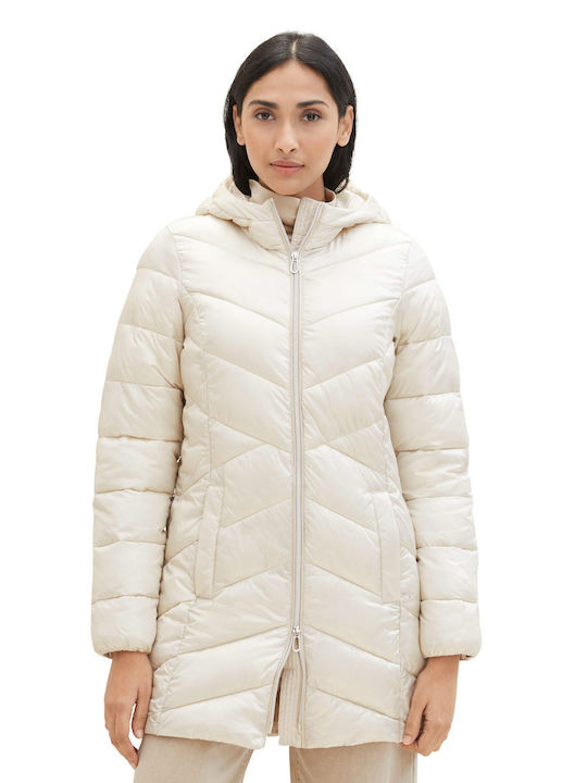 Tom Tailor Women's Short Puffer Jacket for Winter Beige