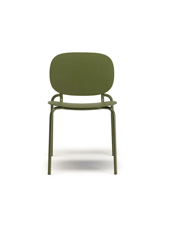 Sisi Art.2503 Μεταλλική Καρέκλα - Zv - Zinc And Matt Olive Green Coated, Embossed Finish