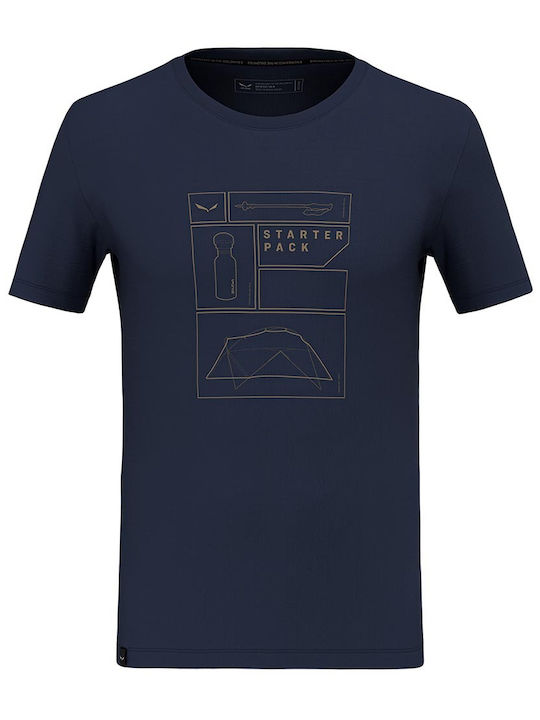 Salewa Men's Athletic T-shirt Short Sleeve Navy Blue