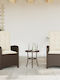 Bistro Garden & Outdoor Furniture Set 3 Pieces Brown with Pillows for Small Balcony