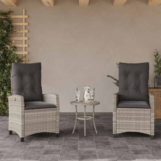 Garten- und Outdoor-Möbelsets für kleinen Raum Bistro 3 Stück Offenes Grau mit Kissen