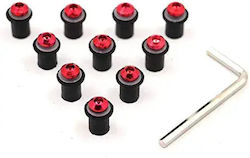 Βίδες Πινακίδας Μοτοσυκλέτας 5mm 10τμχ Hw-0187 Μαύρο Κόκκινο