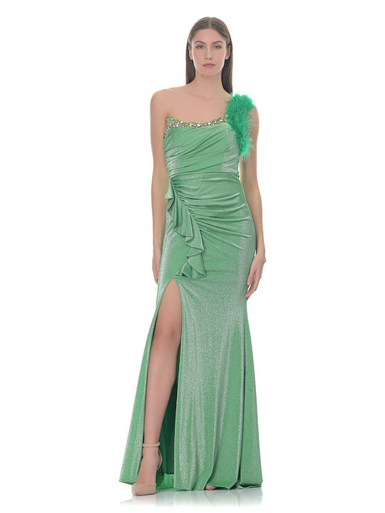 Farmaki Maxi Kleid mit Schlitz Grün