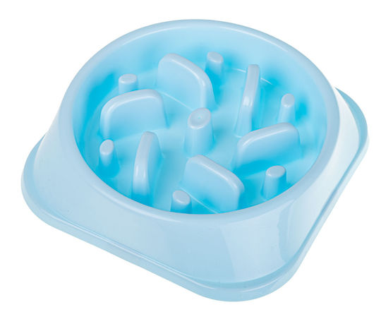 Plastic Bol Mâncare Hrănire lentă pentru Câine pe Bază 20cm în Culoare Albastru