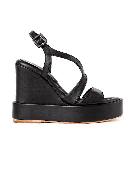 Paloma Barceló Women's Ankle Strap Platforms Black