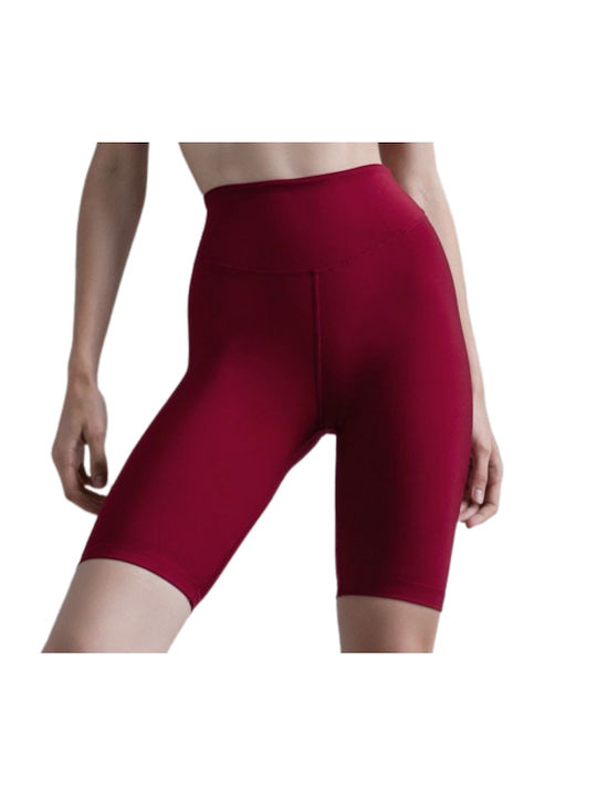 Lismina Frauen Fahrrad Leggings Burgundisch