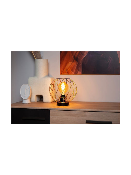 Lucide Lightning Metal Table Lamp for Socket E27 with Gold Shade and Base