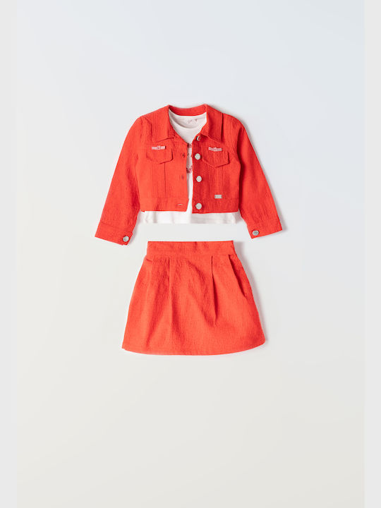 Εβίτα Kids Set with Skirt Summer 3pcs Red