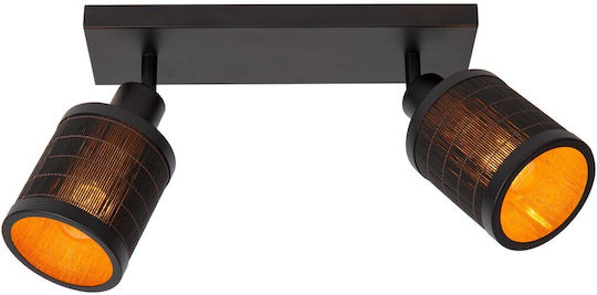 Lucide Lightning Διπλό Σποτ με Ντουί E27 σε Μαύρο Χρώμα