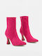 Ghete dama din catifea cu platforme pentru femei cu toc Fuchsia