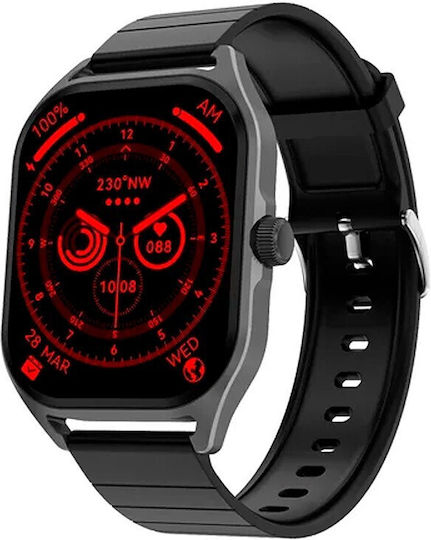NO.1 DT99 Smartwatch με Παλμογράφο (Μαύρη Κάσα / Μαύρο Λουρί Σιλικόνης)