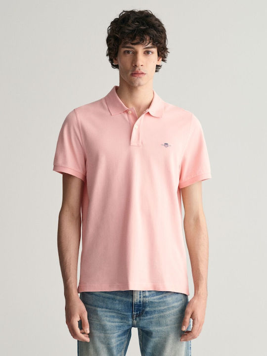 Gant Ανδρικό T-shirt Κοντομάνικο Polo Ροζ
