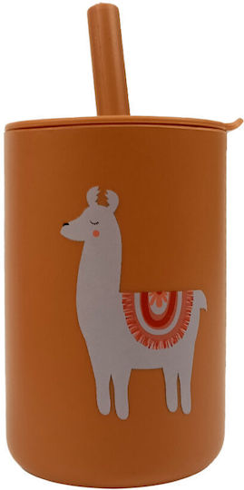 Queen Mother Toddler Cup Lama Made of Orange Silicone 160ml for 6m+