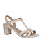 Caprice Leder Damen Sandalen Anatomisch mit mittlerem Absatz in Gold Farbe