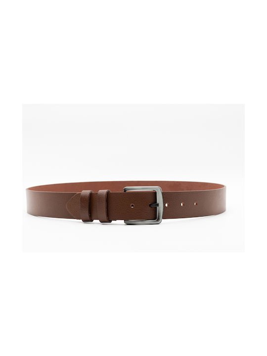 Savas Men's Leather Wide Belt Brown