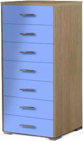 Kinderkommode Oak-Ciel mit 7 Schubladen 60x45x122cm
