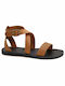 Leder Flache Sandalen für Damen Braun