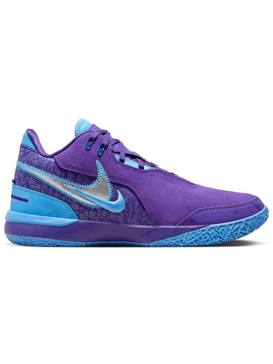 Nike LeBron NXXT Gen AMPD Low Basketball Shoes Field Purple / Metallic Silver / University Blue