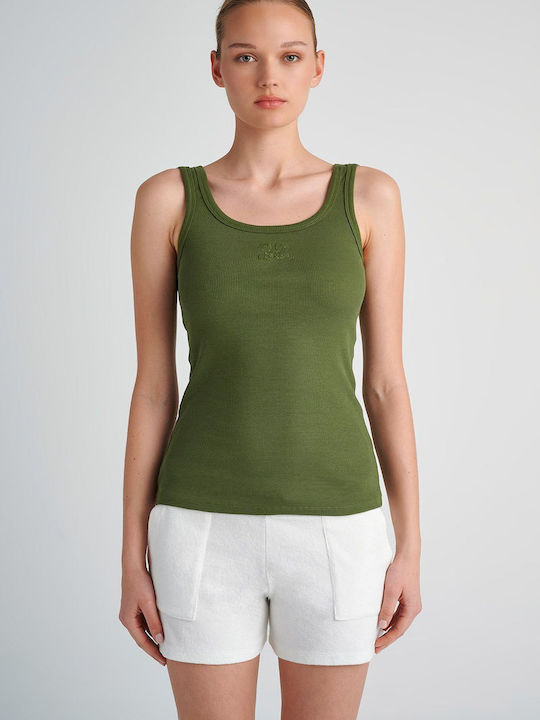 SugarFree Women's Summer Blouse Cotton with Straps Green