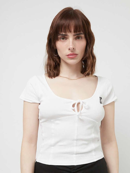 Karl Kani Women's Summer Blouse Short Sleeve White