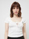 Karl Kani Women's Summer Blouse Short Sleeve White