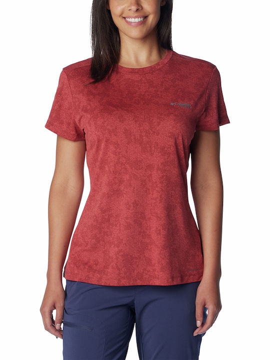 Columbia Γυναικείο Αθλητικό T-shirt Κόκκινο