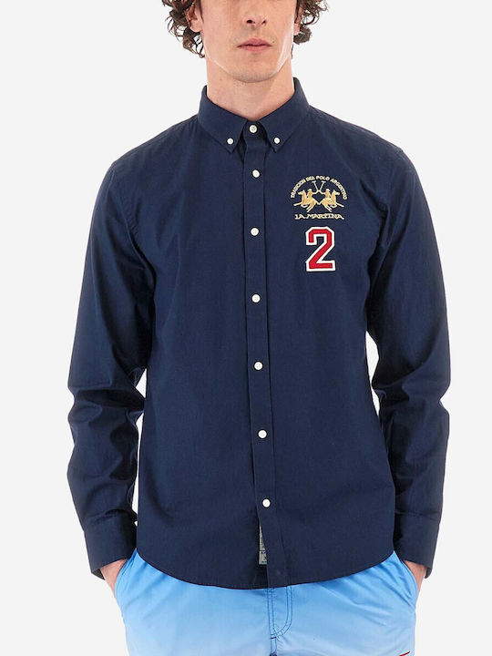 La Martina Men's Shirt Long Sleeve Navy Blue