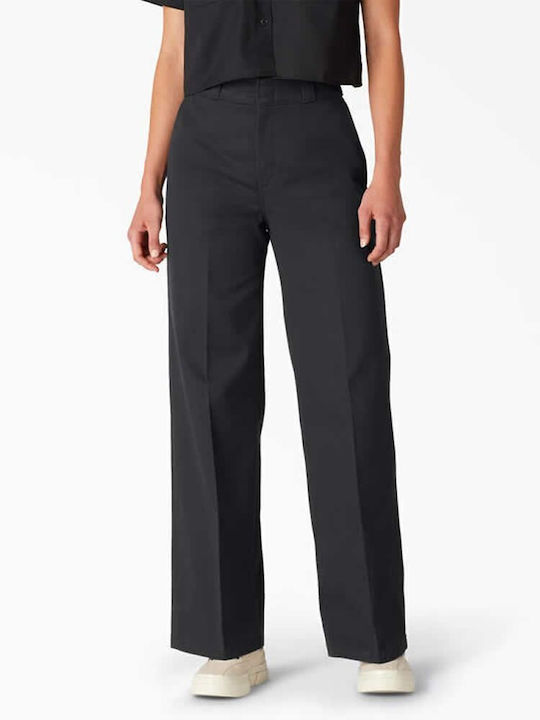Dickies Γυναικεία Ψηλόμεση Υφασμάτινη Παντελόνα Μαύρη