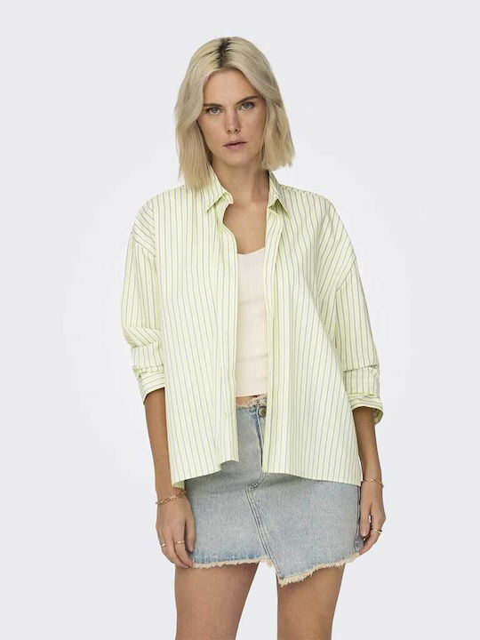 Only Women's Striped Long Sleeve Shirt Yellow