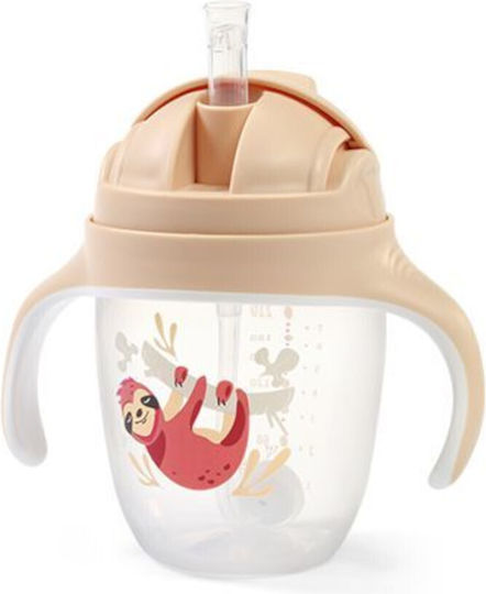 Babyono Educational Sippy Cup Plastic with Handles Beige for 6m+m+ 240ml