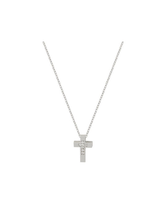 Weißgold Kreuz 14K mit Kette