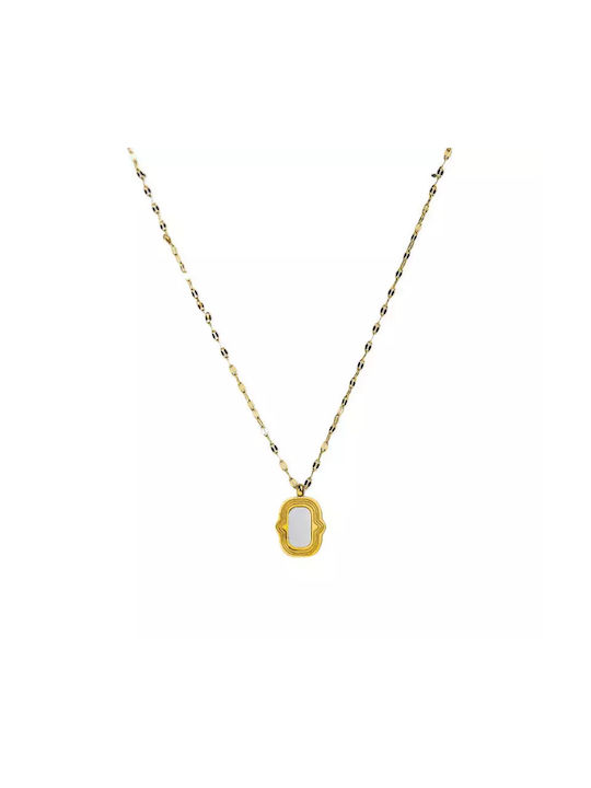 Gold necklace with white motif