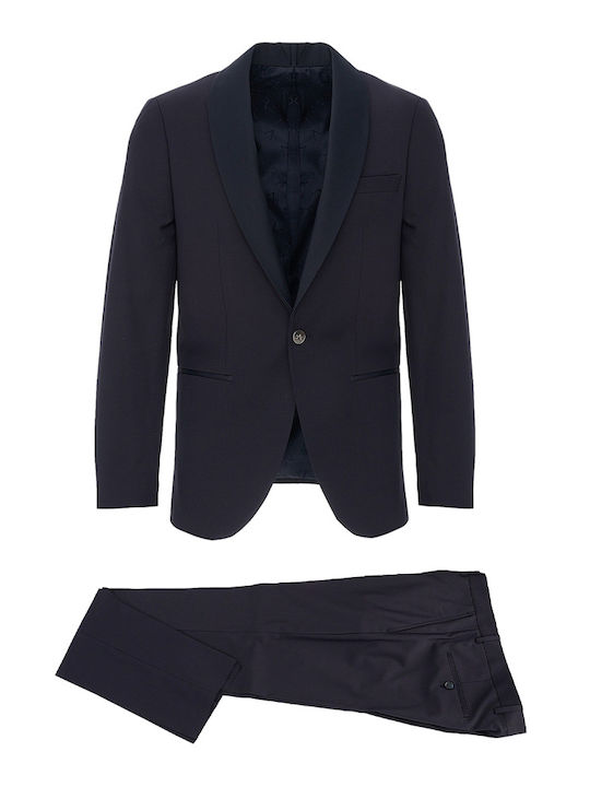 19V69 Men's Suit with Vest Dark blue