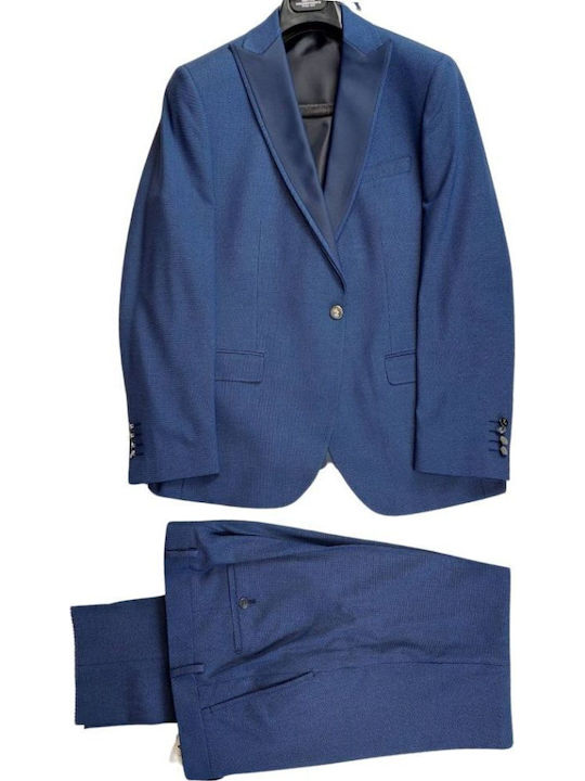 19V69 Men's Suit with Vest Blue