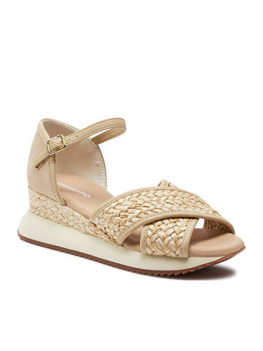 Damenplattformen Beige