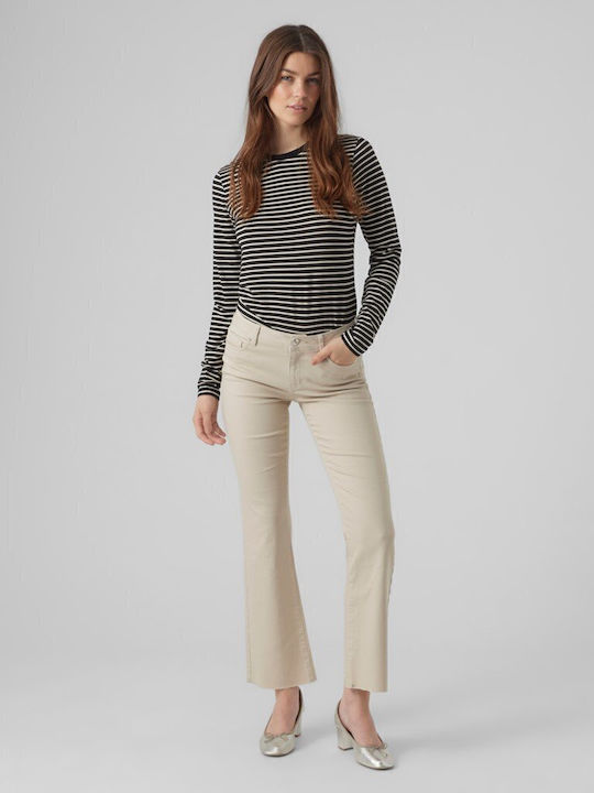 Wild Sheila Women's Jean Trousers Flared in Slim Fit Beige