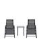 Deckchair Metallic Black with Table 169x59x66cm.