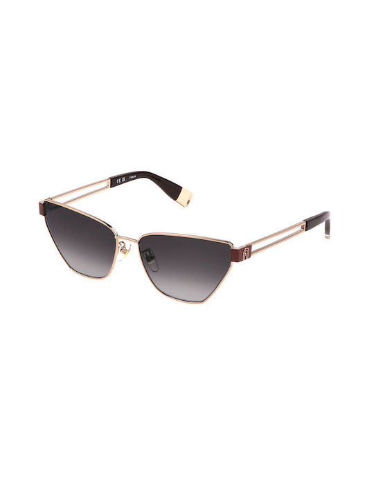 Furla Women's Sunglasses with Gold Metal Frame and Gray Gradient Lens