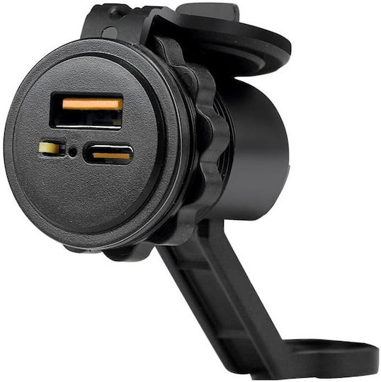 Rezistent la apă Încărcător pentru Motocicletă de Încărcare Rapidă cu Porturi: 1xUSB & 1xBriquet