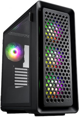 FSP/Fortron CUT593A Gaming Ultra Tower Computer Case with Window Panel and RGB Lighting Black