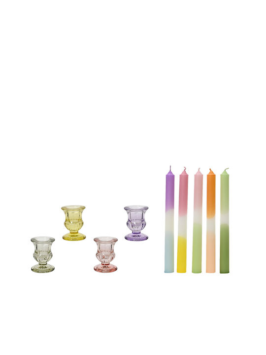 Set of Candle Holders Glass 4pcs