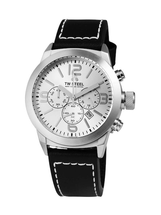 TW Steel Herrenuhr 42mm Batterie mit Schwarz Lederarmband