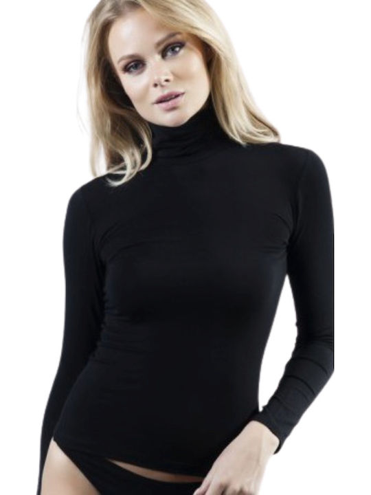 Women's Long Sleeve Turtleneck T-Shirt Black