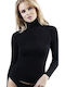 Women's Long Sleeve Turtleneck T-Shirt Black