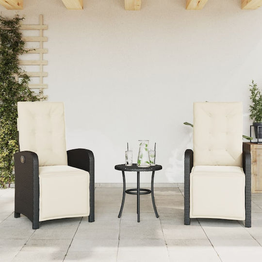 Garten- und Outdoor-Möbelsets Typsatz Wohnzimmer für kleine Außenräume Bistro 3 Stück Schwarz mit Kissen