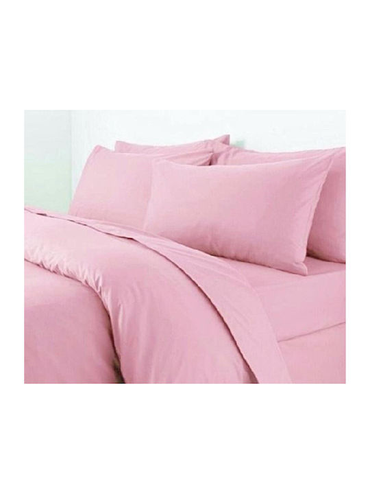 MayHome Sheet Sets Double with Elastic 140x200+25cm. Pink Pall 4pcs