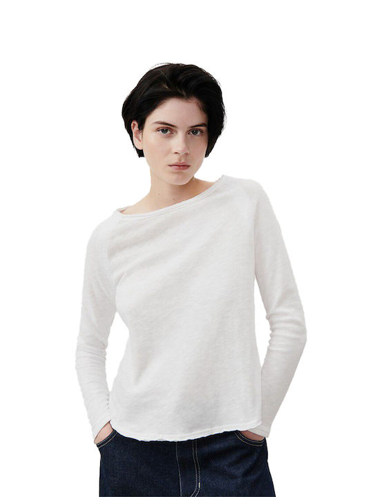 American Vintage Γυναικεία Μπλούζα Βαμβακερή Μακρυμάνικη Λευκή